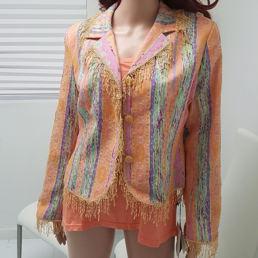 Bergamo by EBI Coat blazer jacket multi peach